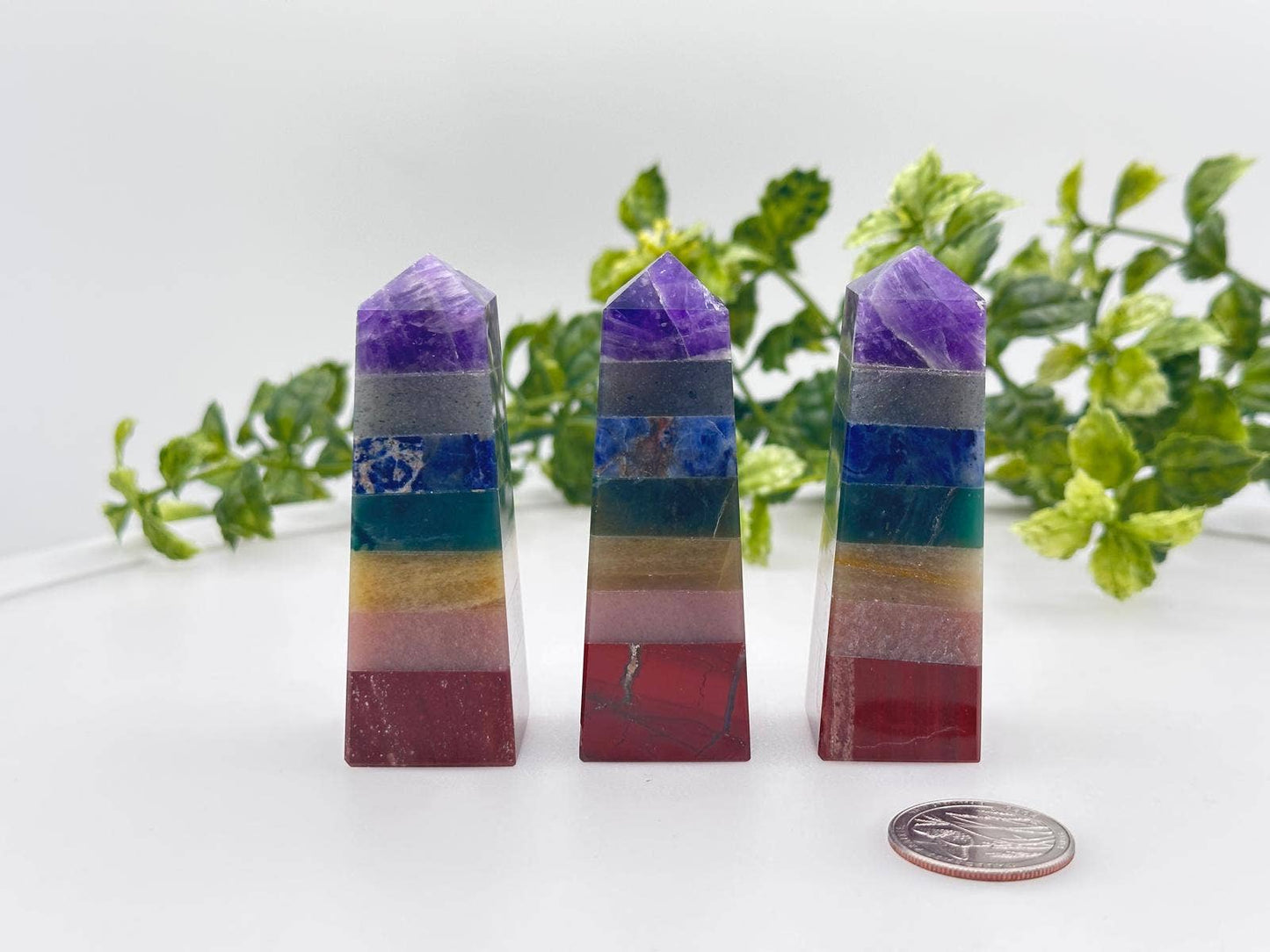 Seven Chakra Gemstone Tower Obelisk 4 Faceted 7.5CM Aprox