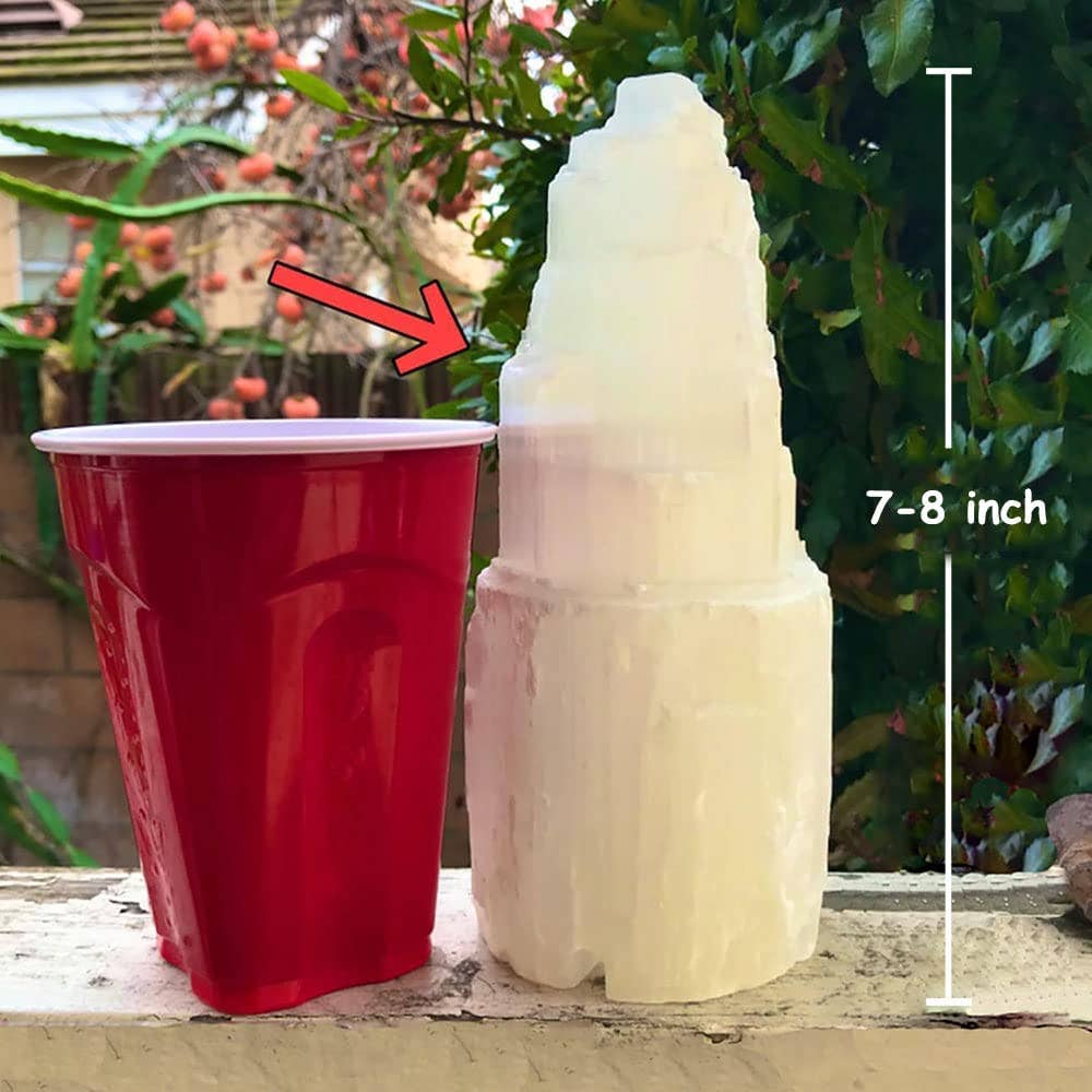 8" Selenite Lamp Stone Crystal Rock Lamps Switch cord bulbs