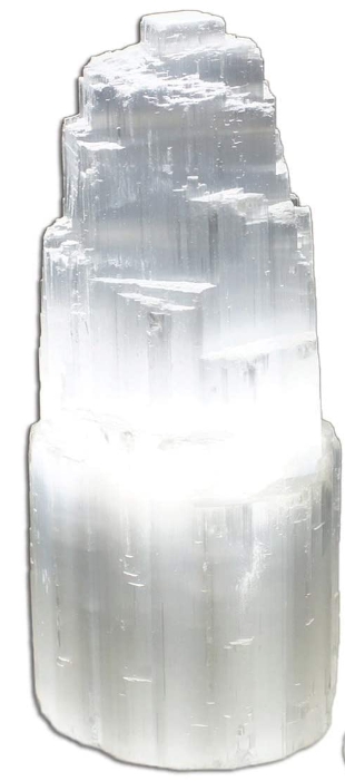 8" Selenite Lamp Stone Crystal Rock Lamps Switch cord bulbs