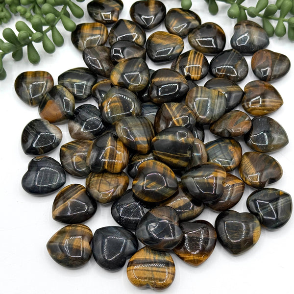 Blue Tiger Eye Mini Hearts (25MM or 2.5CM)