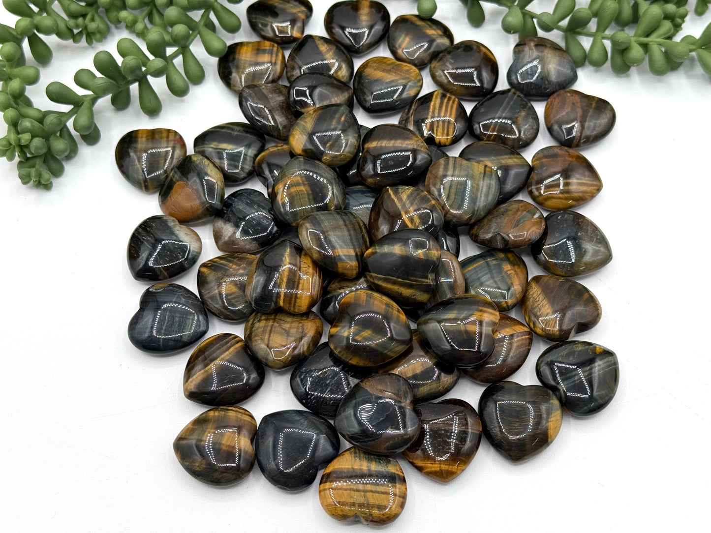 Blue Tiger Eye Mini Hearts (25MM or 2.5CM)