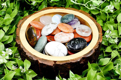 25pcs Gemstone Worry Stones, Palm Stone, Thumb Stone