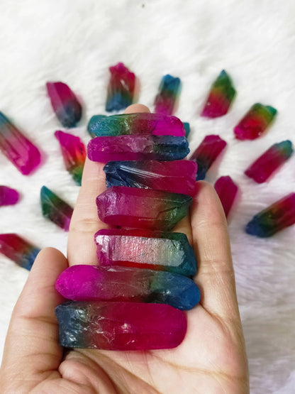 Angel Aura Quartz Point | Blue Aura Point | Raw Crystals