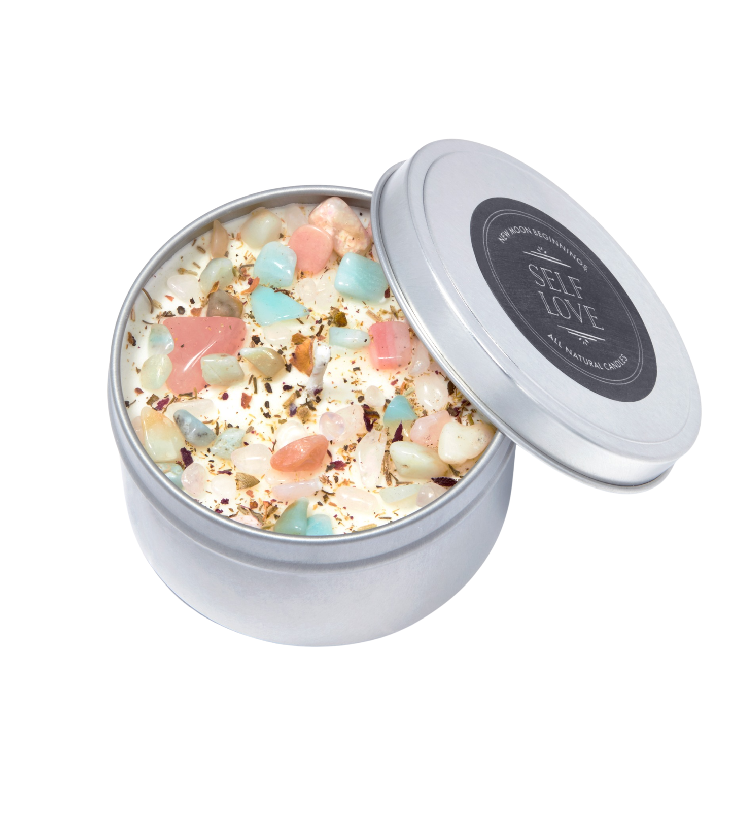 Self Love Candle - Dried Flower, Herb, & Crystal Candles