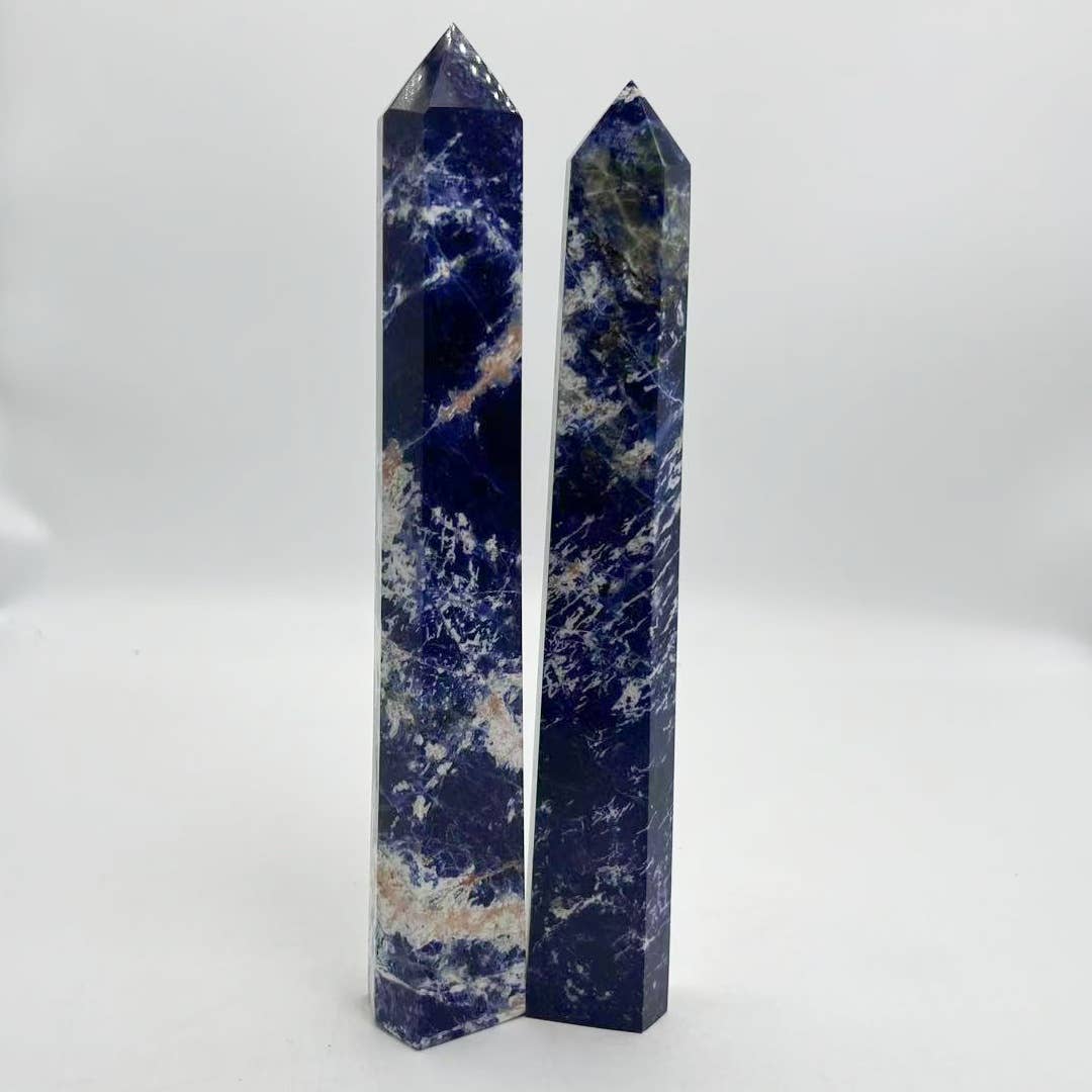 Natural Sodalite Tower – 7"-10" Tall Blue Decorative Crystal