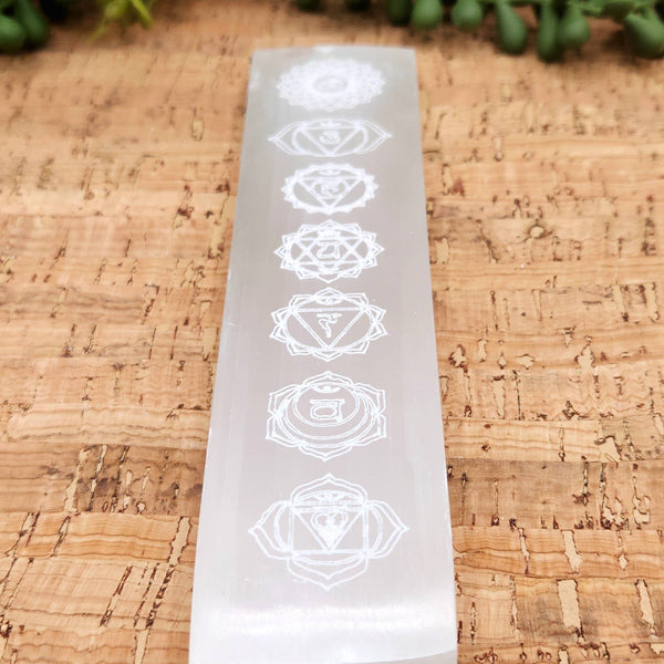 Selenite Charging Bar-Engraved w/Chakra Symbols (15-16cm)
