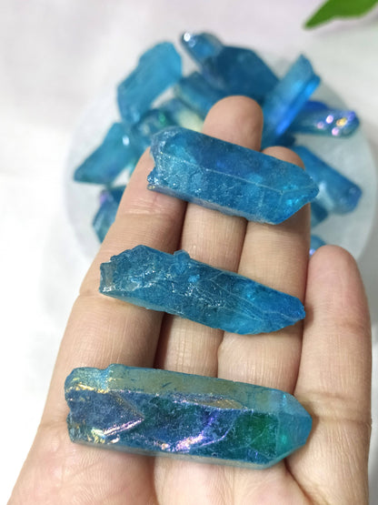 Angel Aura Quartz Point | Blue Aura Point | Raw Crystals