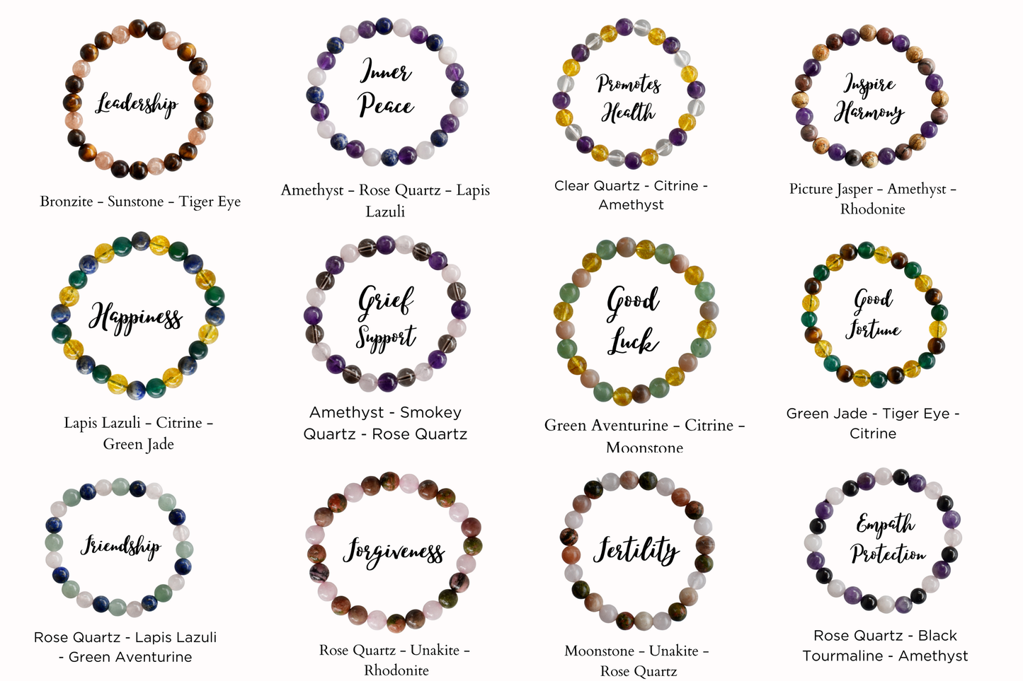 Healing Bracelet| GRIEF Support | Gemstone Crystal Bracelets