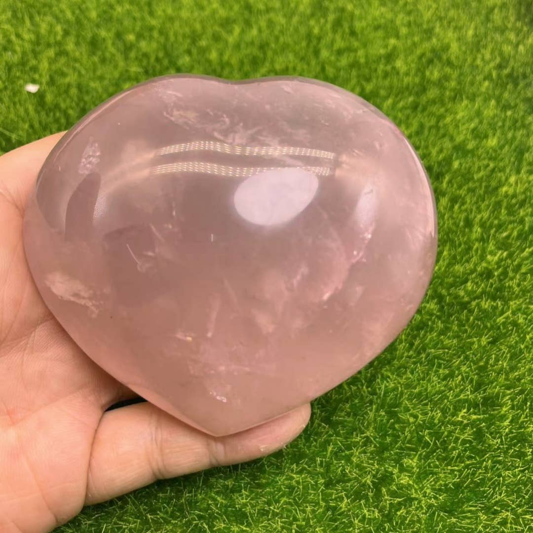 Large Rose Quartz Puffy Heart with Gift Box, 3 Sizes Option