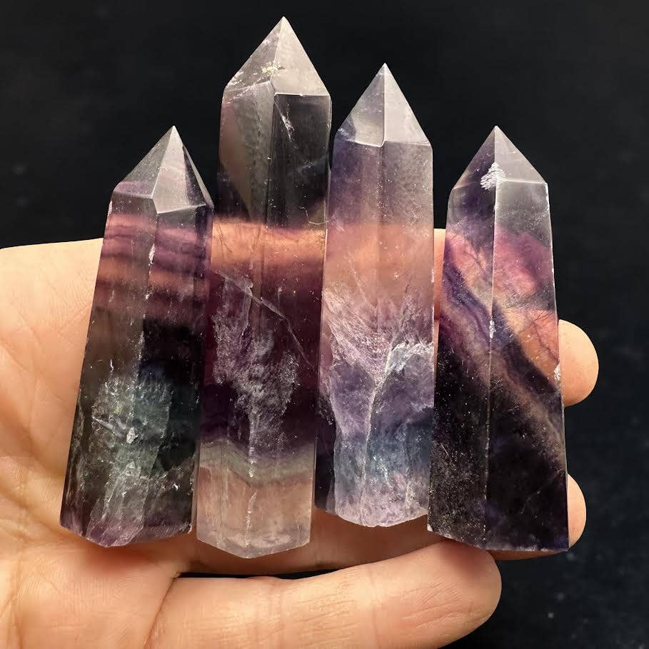 Small Dark Purple Fluorite Towers Lot of 3 ON SALE