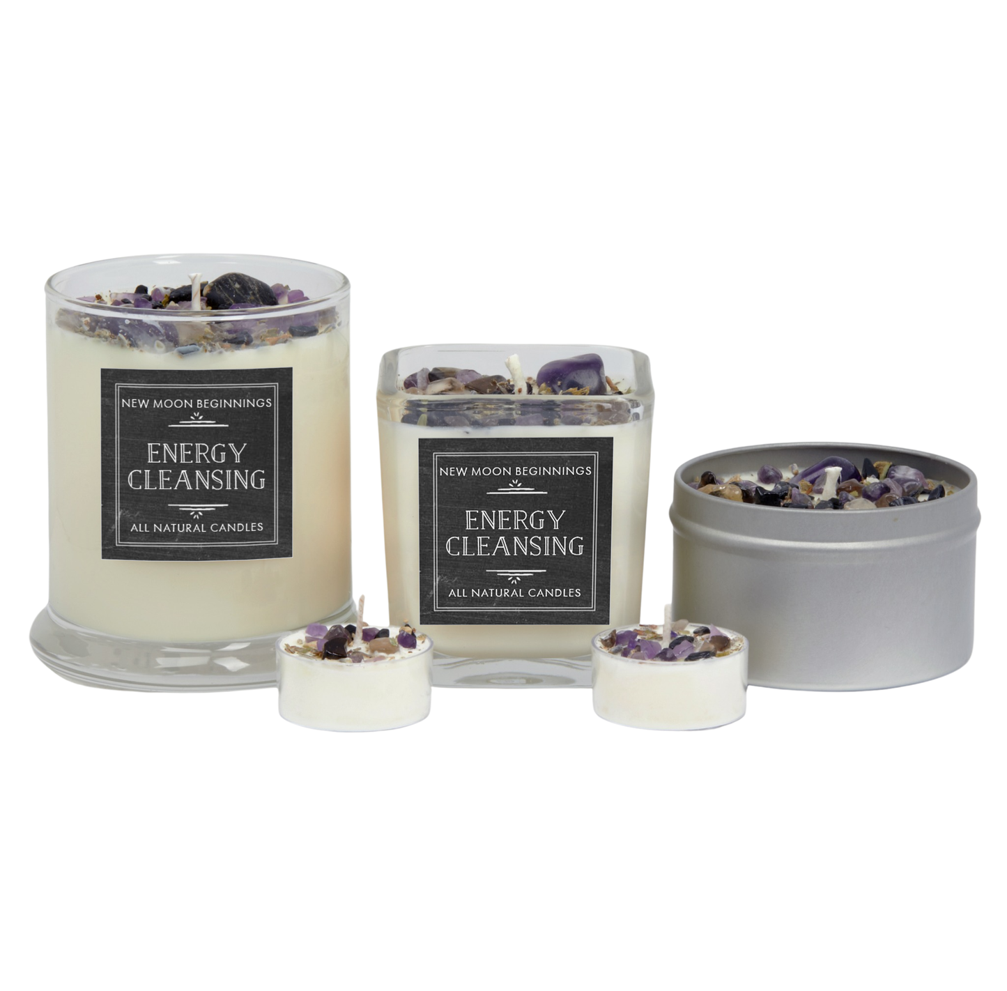 Energy Cleansing Candle - Crystal Candles - Soy Wax