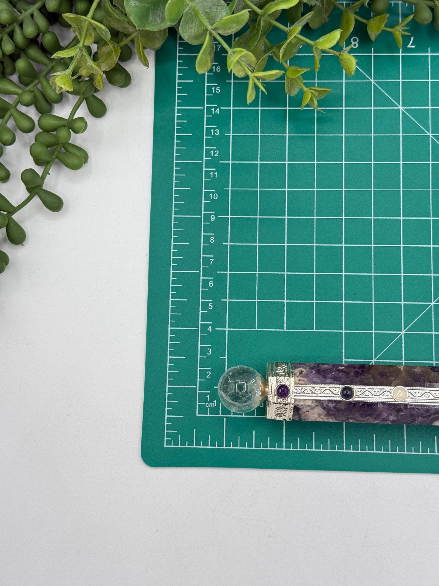Chevron Amethyst Chakra Massage Wands w/ Clear Quartz Point
