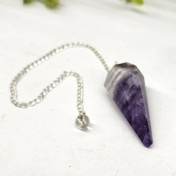 Chevron Amethyst w/Silver Plated Chain