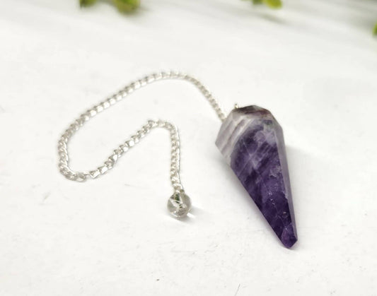 Chevron Amethyst w/Silver Plated Chain