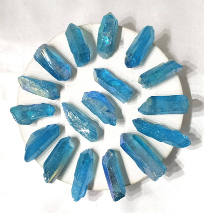 Angel Aura Quartz Point | Blue Aura Point | Raw Crystals