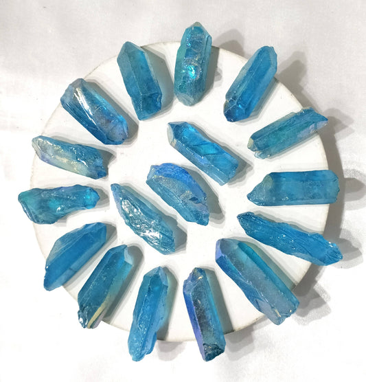 Angel Aura Quartz Point | Blue Aura Point | Raw Crystals