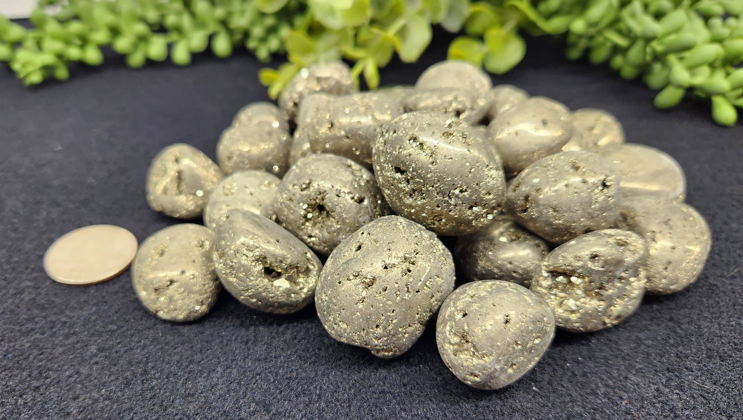 Pyrite (1kg/2.2 lbs.) Tumbled Stone 25 x 30mm