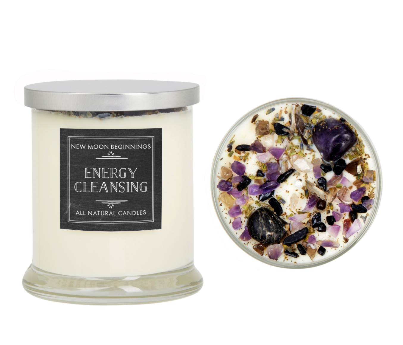 Energy Cleansing Candle - Crystal Candles - Soy Wax