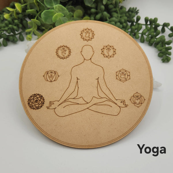 Chakra Crystal Set-Palmstone Shape-Yoga/Meditation Box-Wood