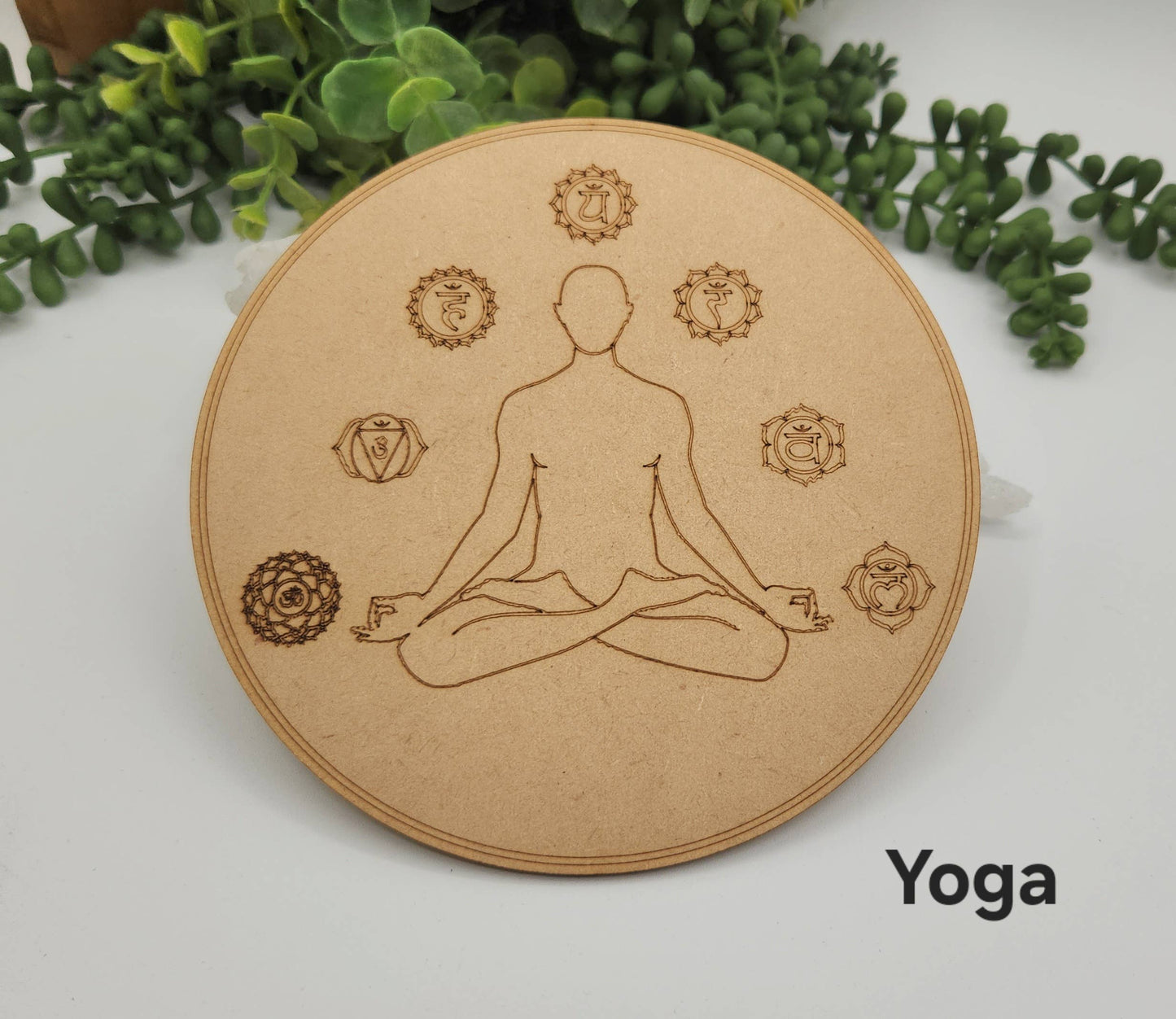 Chakra Crystal Set-Palmstone Shape-Yoga/Meditation Box-Wood
