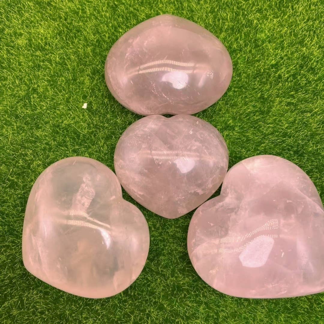 Large Rose Quartz Puffy Heart with Gift Box, 3 Sizes Option