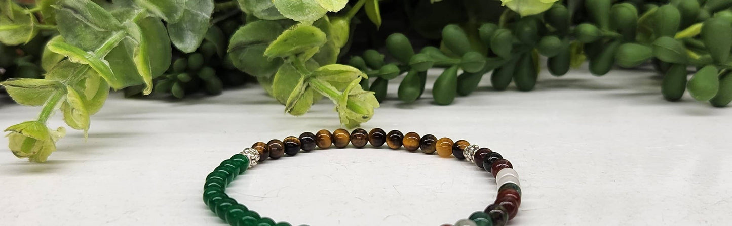 ABUNDANCE - Green Jade, Yellow Tiger Eye and Bloodstone 4MM