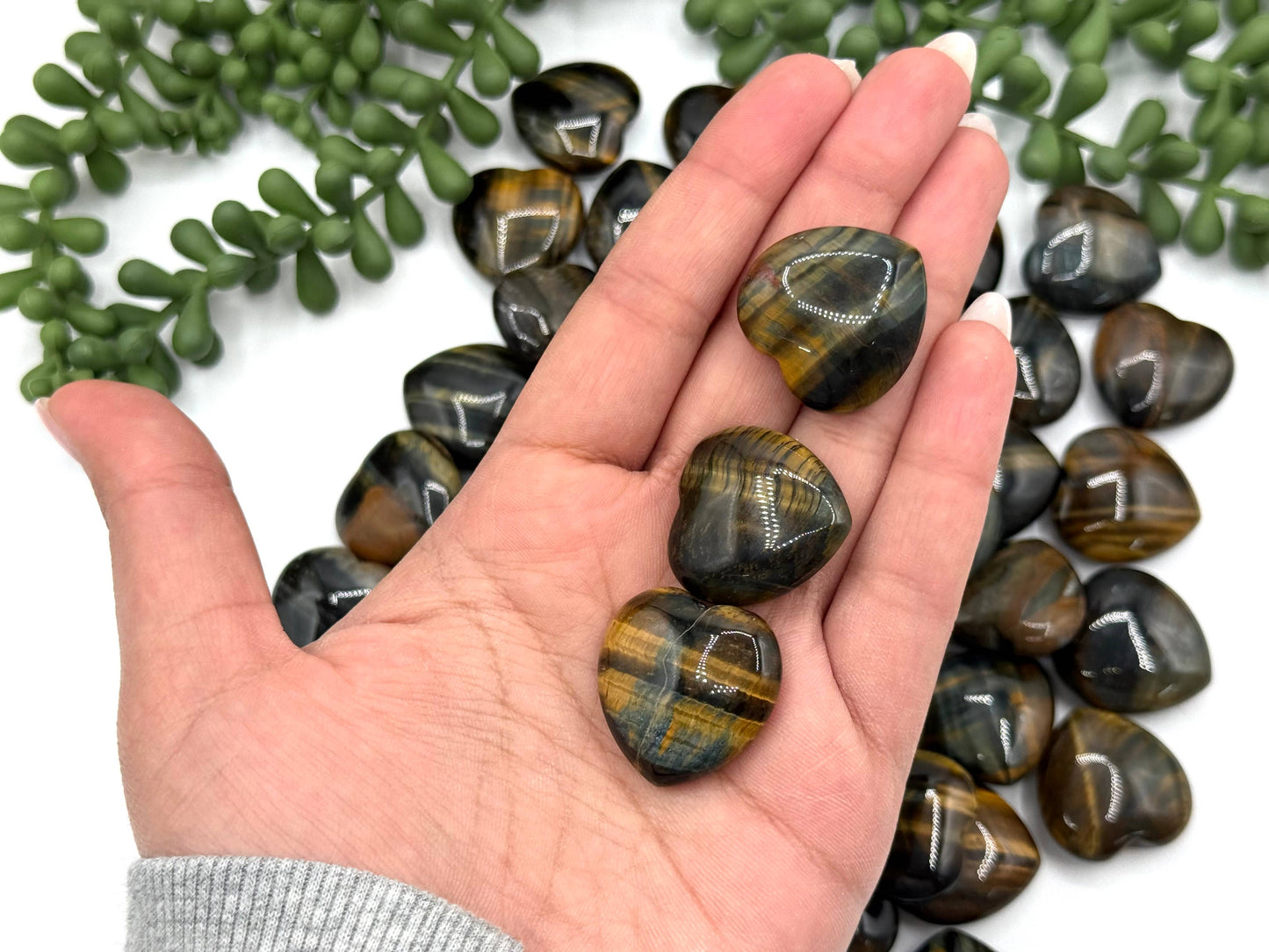 Blue Tiger Eye Mini Hearts (25MM or 2.5CM)