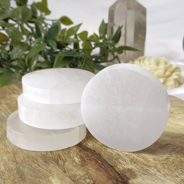 Selenite Charging Plate | Round Coaster | Selenite Plate