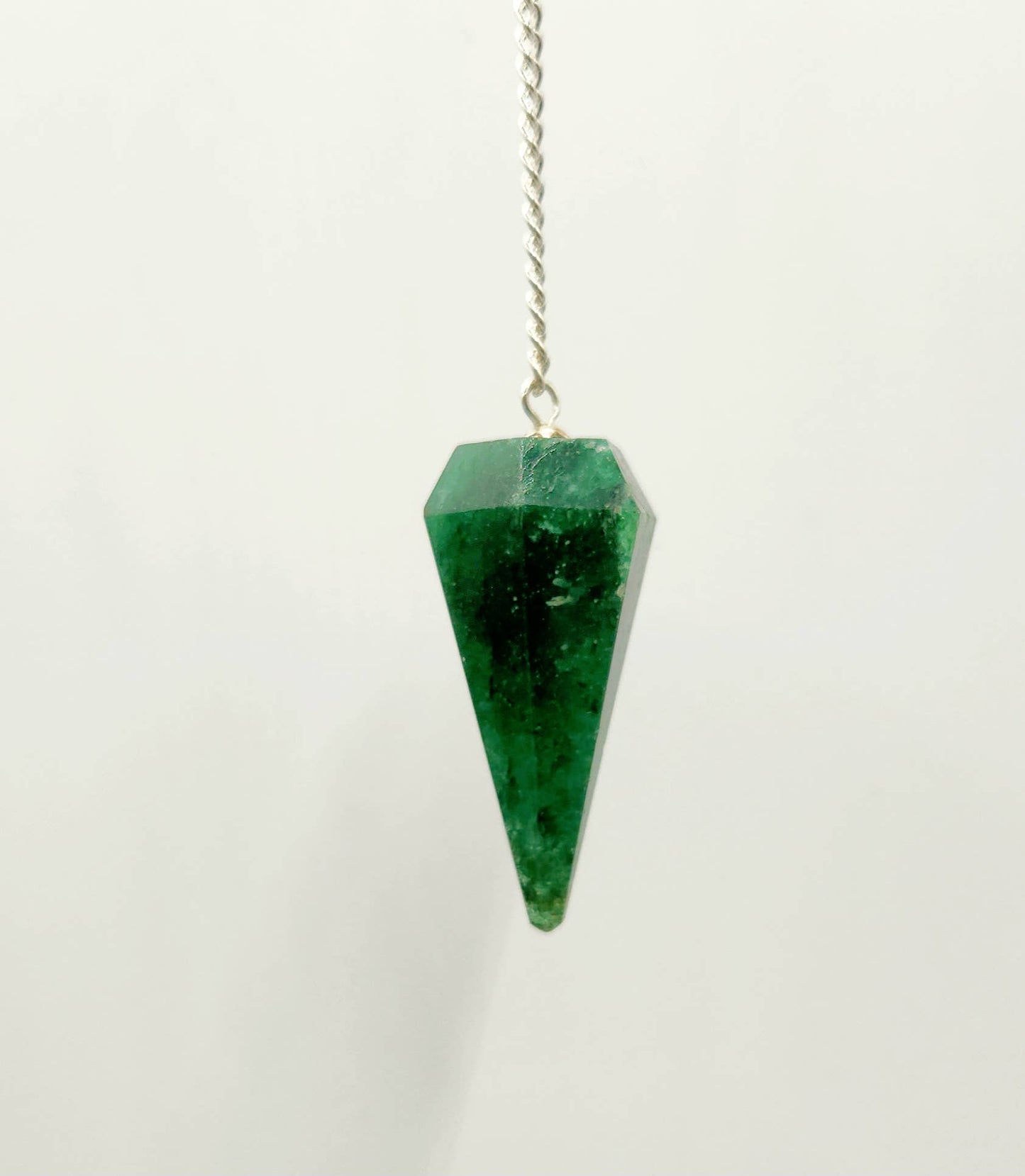 Jade Pendulum w/Chakra Beads-Silver Plate Chain