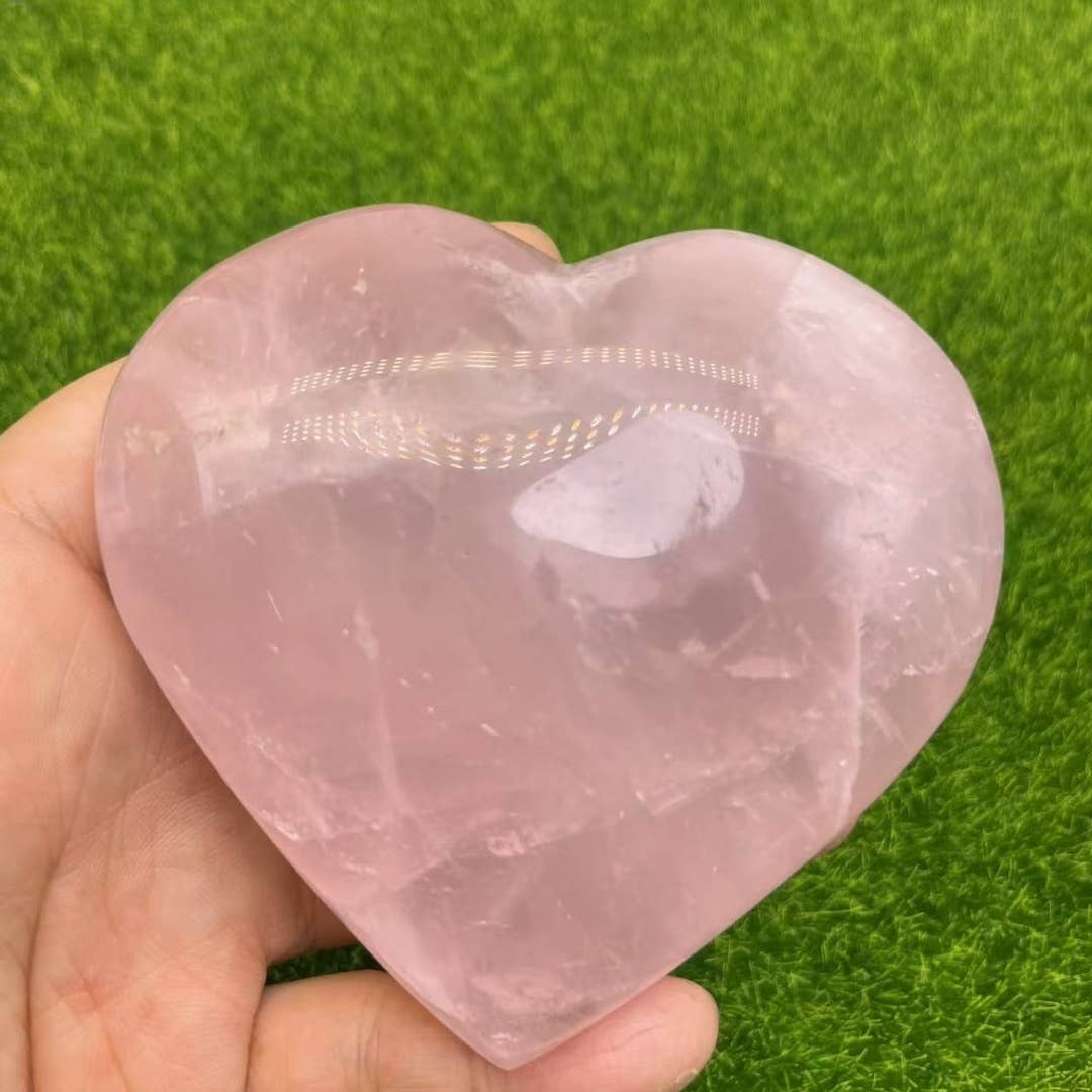 Large Rose Quartz Puffy Heart with Gift Box, 3 Sizes Option