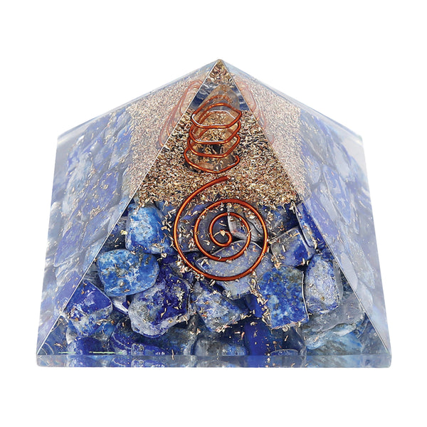 Orgonite Crystal Pyramid w/ Copper (40-50 mm.) - Lapis Lazul