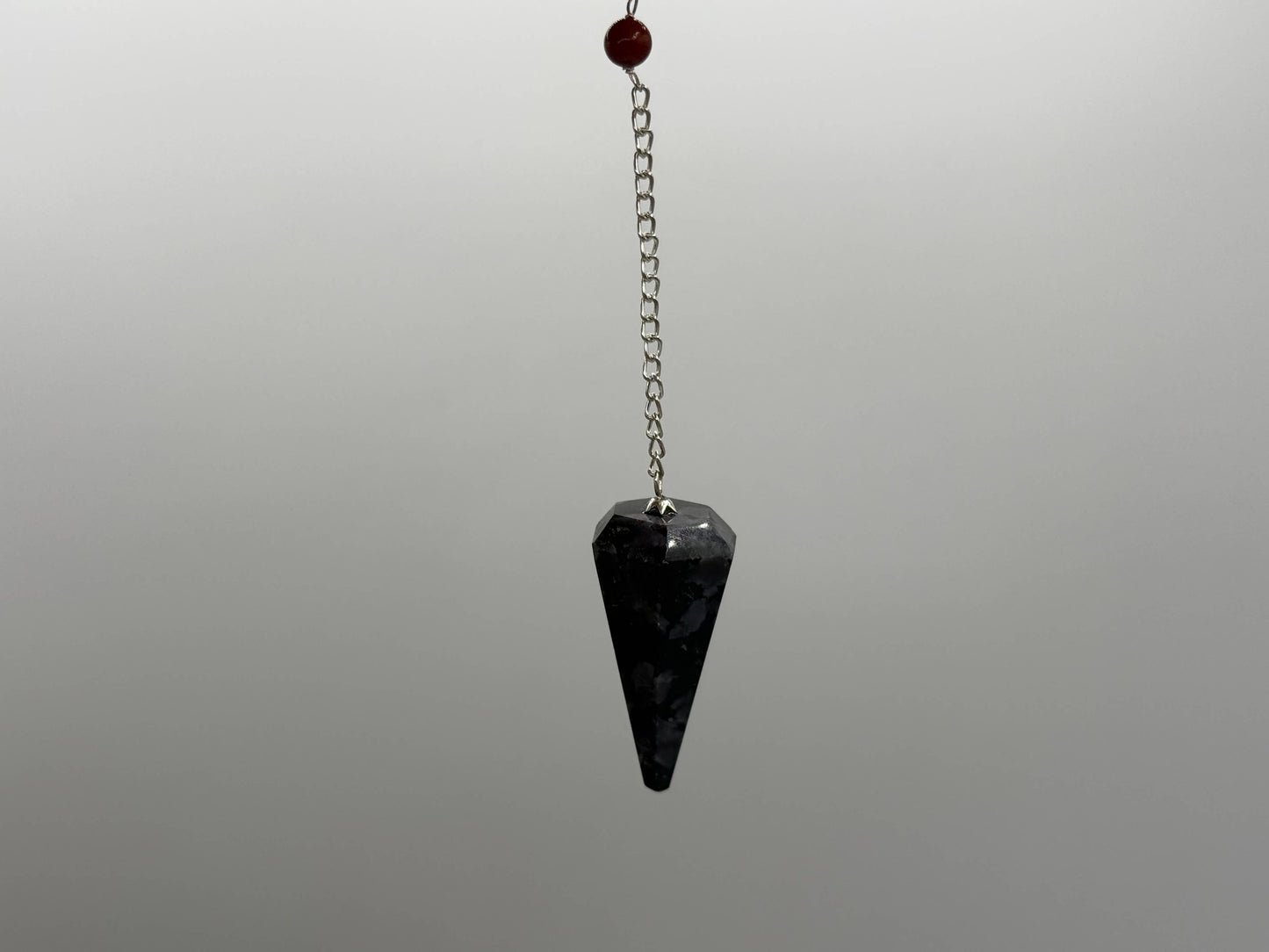 Indigo Gabbro Pendulum w/Chakra Beads-Silver Plate Chain