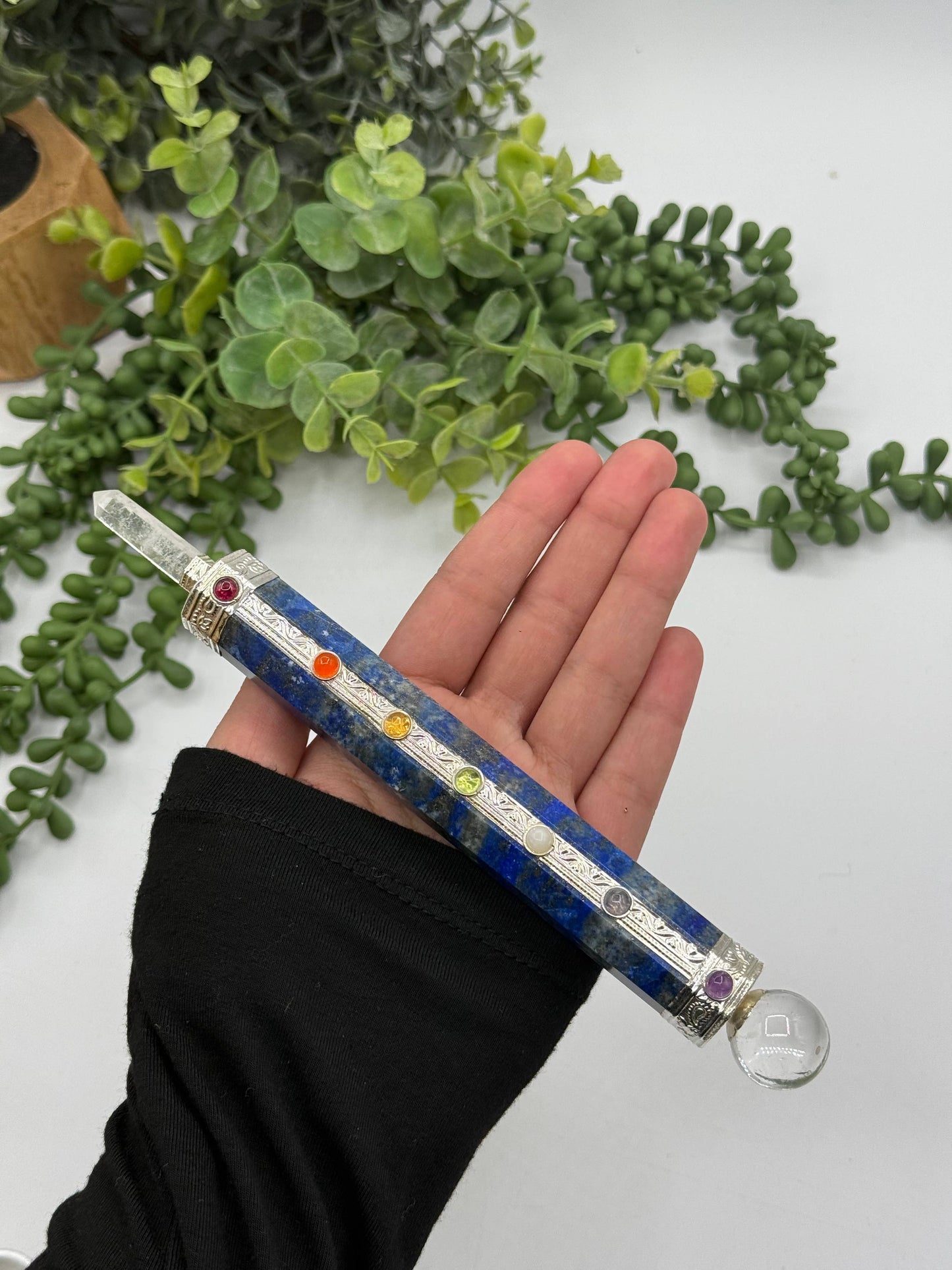 Lapis Chakra Massage Wands with clear quartz Point