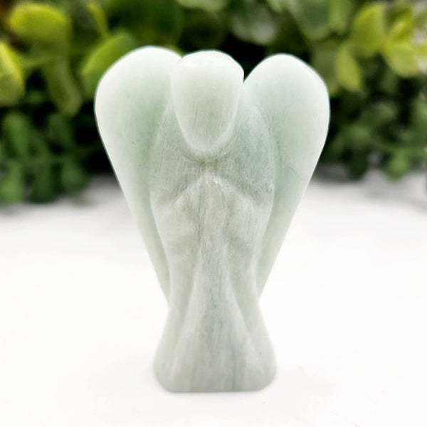 Amazonite Hand Carved Gemstone Angel Figurine 2" Tall