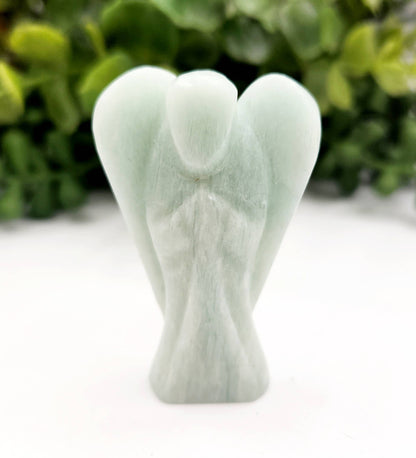 Amazonite Hand Carved Gemstone Angel Figurine 2" Tall