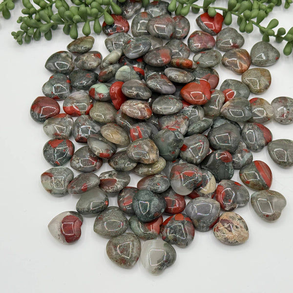 African Bloodstone Mini Hearts (25MM or 2.5CM)
