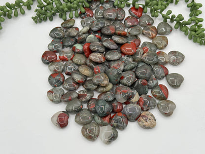 African Bloodstone Mini Hearts (25MM or 2.5CM)