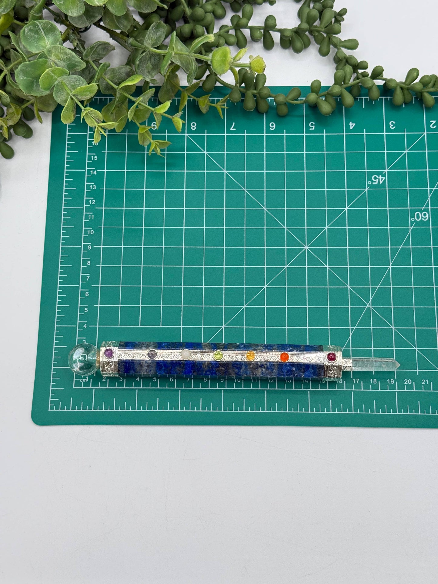 Lapis Chakra Massage Wands with clear quartz Point