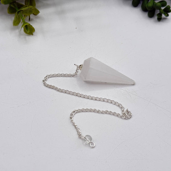 Selenite Pendulum w/Silver Plated Chain