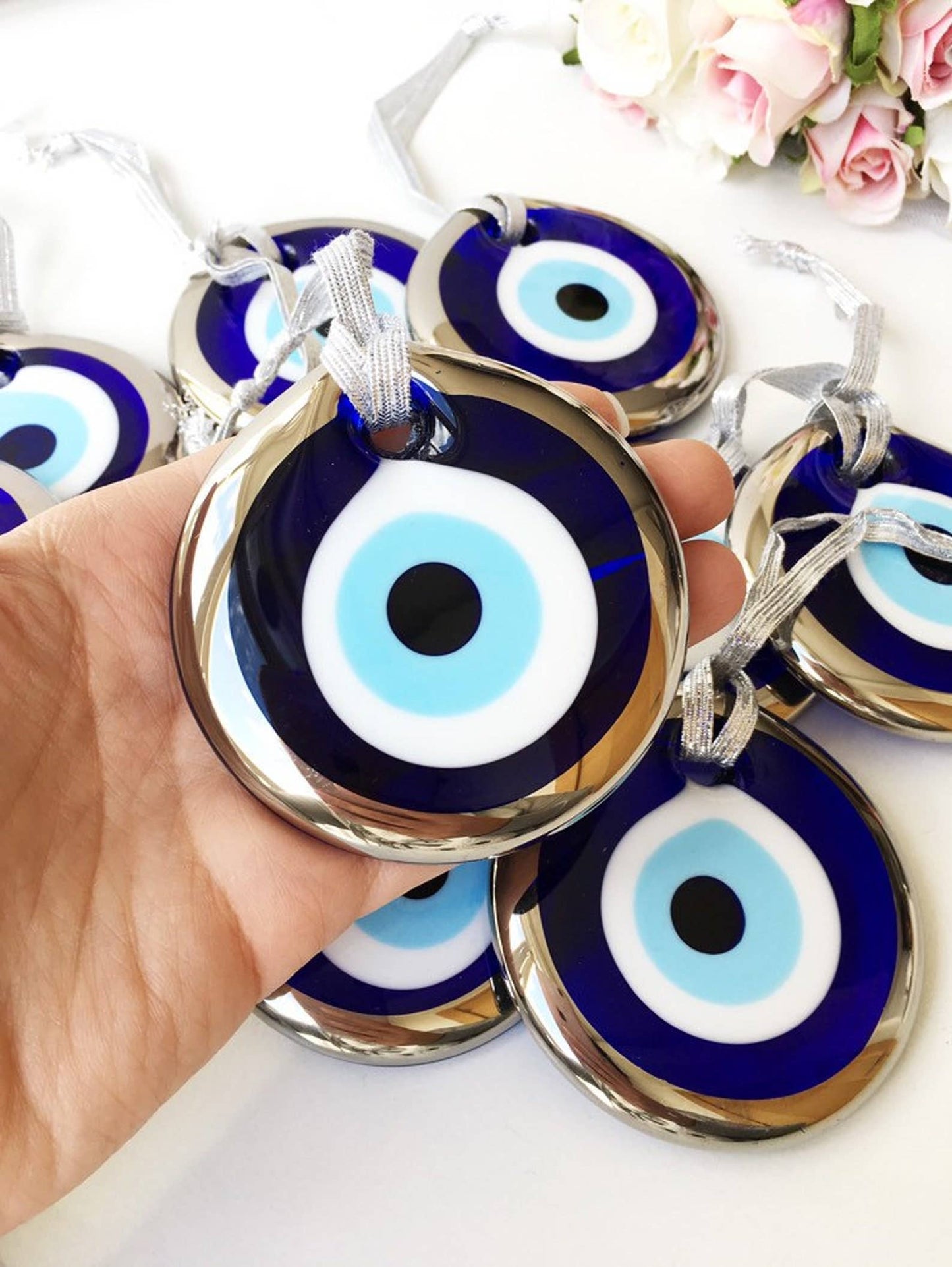 Turkish evil eye bead, gold evil eye bead, 7cm gold evil eye
