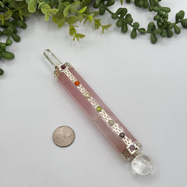 Rose Quartz Chakra Massage Wands with clear quartz Point