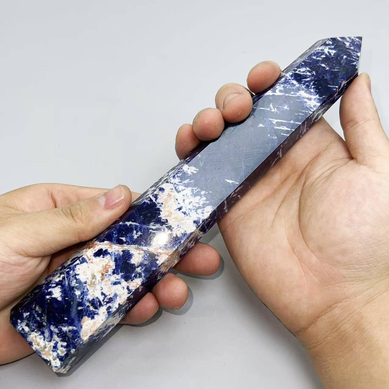 Natural Sodalite Tower – 7"-10" Tall Blue Decorative Crystal