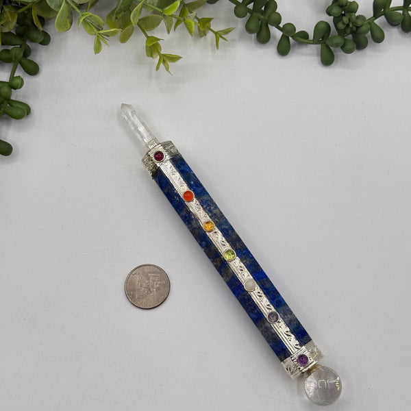 Lapis Chakra Massage Wands with clear quartz Point