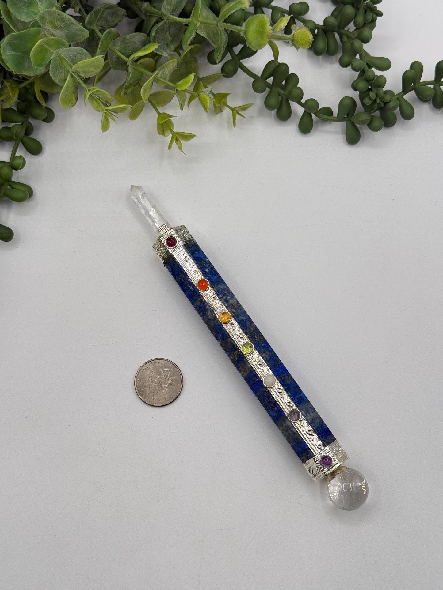 Lapis Chakra Massage Wands with clear quartz Point