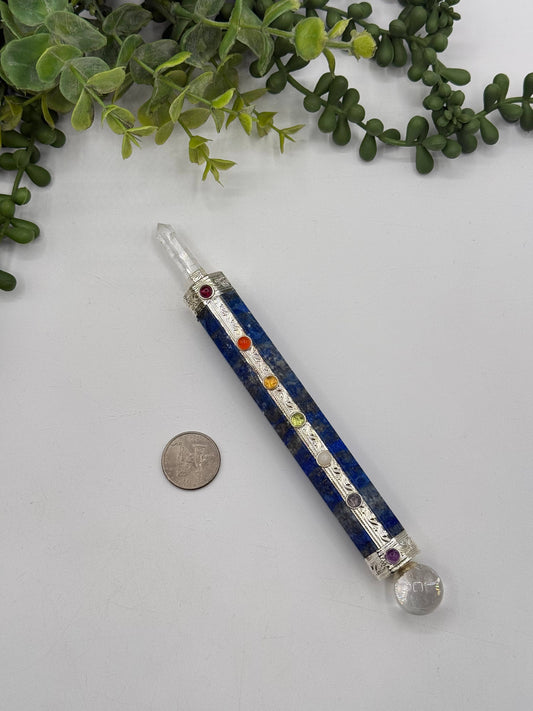 Lapis Chakra Massage Wands with clear quartz Point