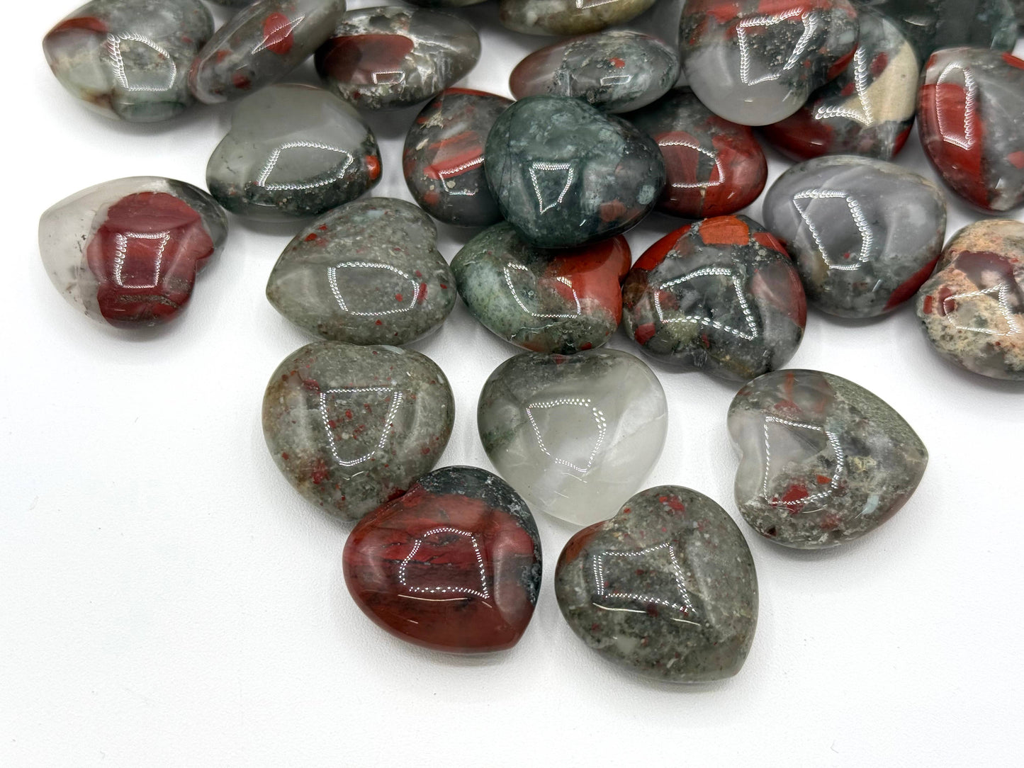 African Bloodstone Mini Hearts (25MM or 2.5CM)