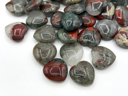 African Bloodstone Mini Hearts (25MM or 2.5CM)