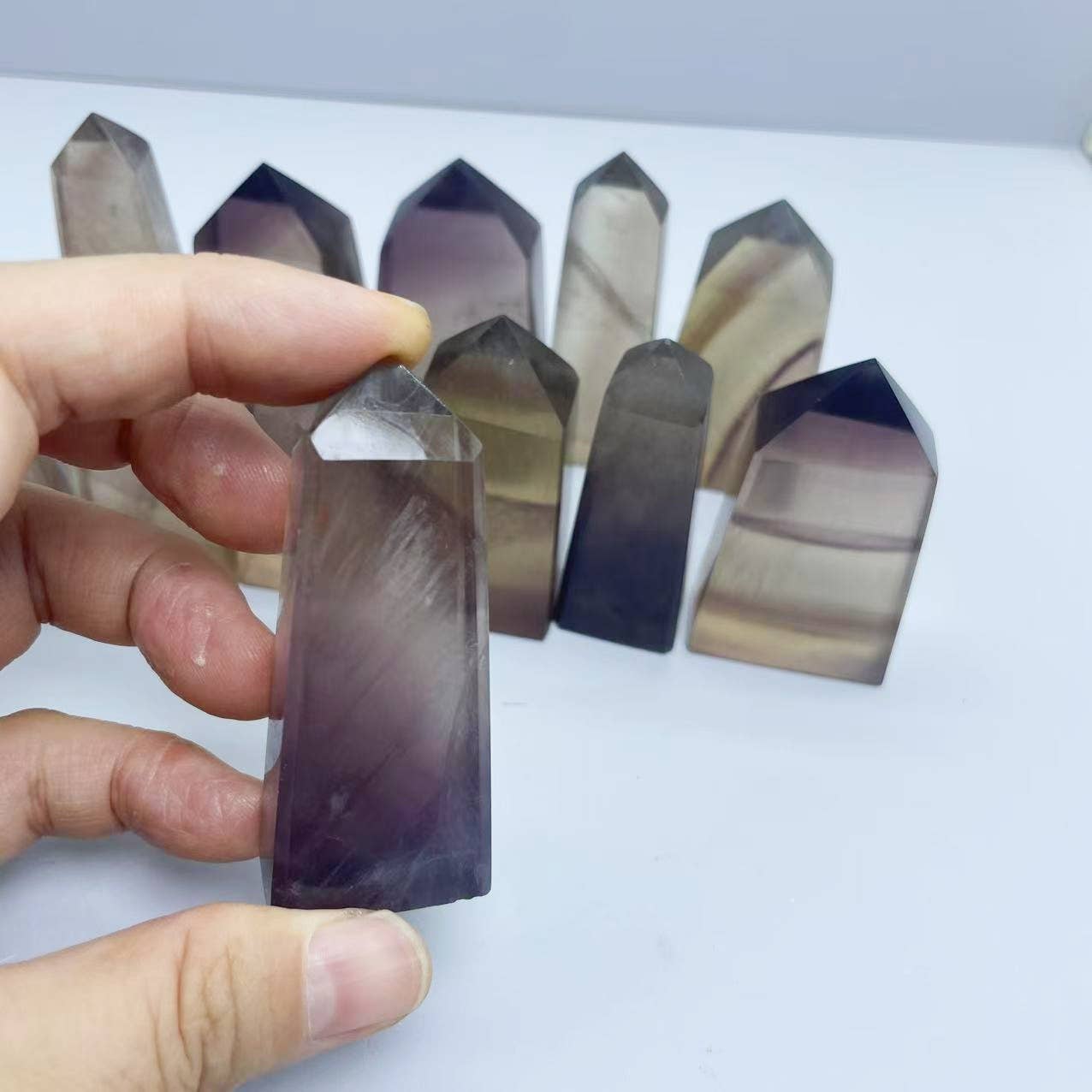 Lavender Fluorite Tower Natural Crystal Point for Gift Shops