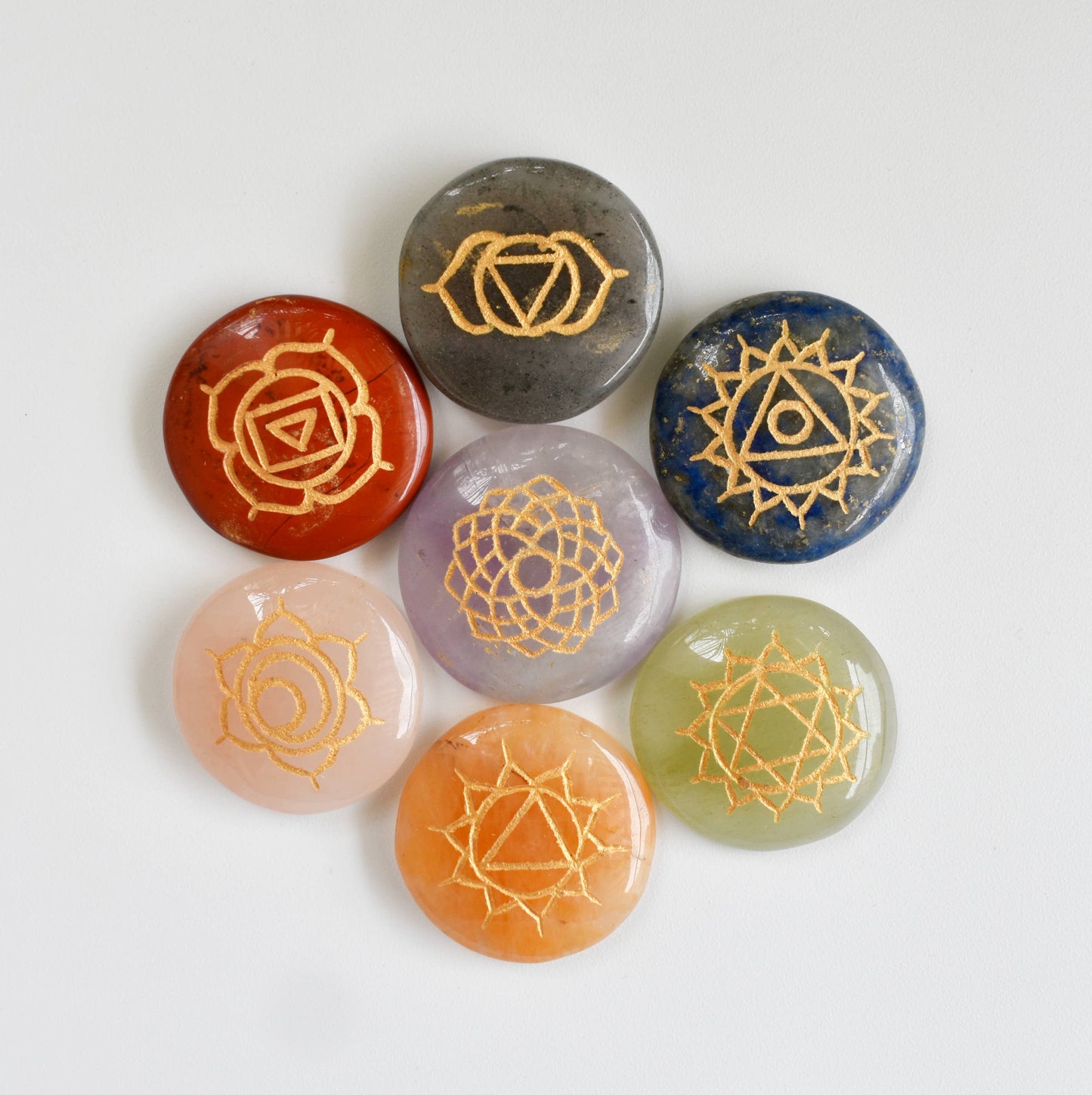 Round Stones Set | 7 Chakra Reiki | Chakra Crystals Set