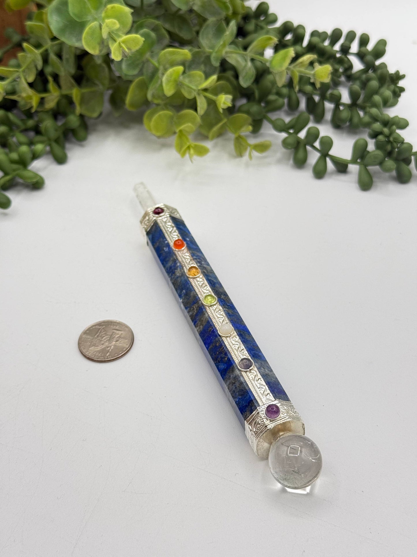 Lapis Chakra Massage Wands with clear quartz Point
